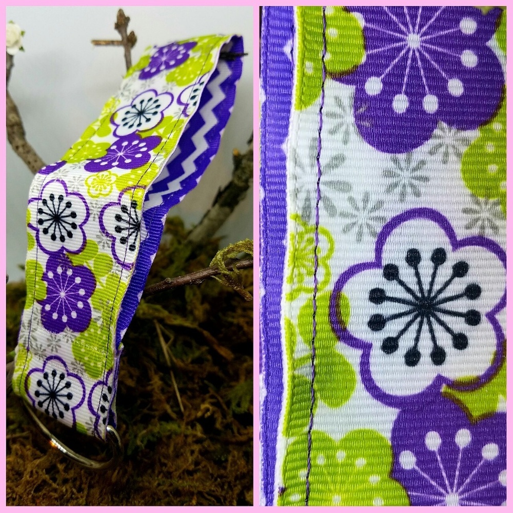 BUNDLE TO SAVE!  Lime Green/Purple Ribbon Keychain